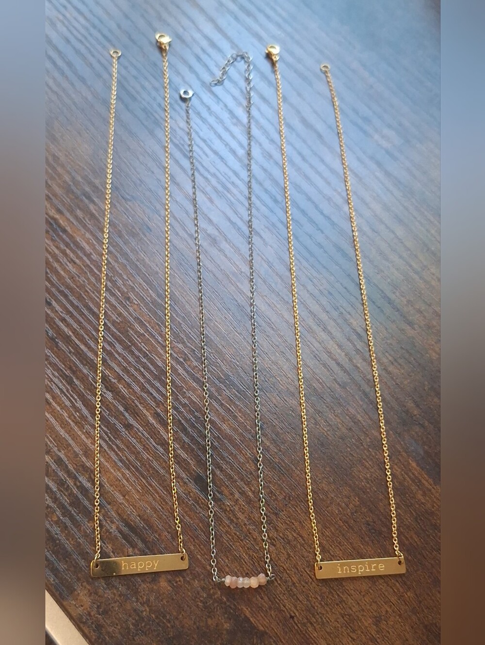 Gold and Silver Inspirational Necklace Set - Happy & Inspire
